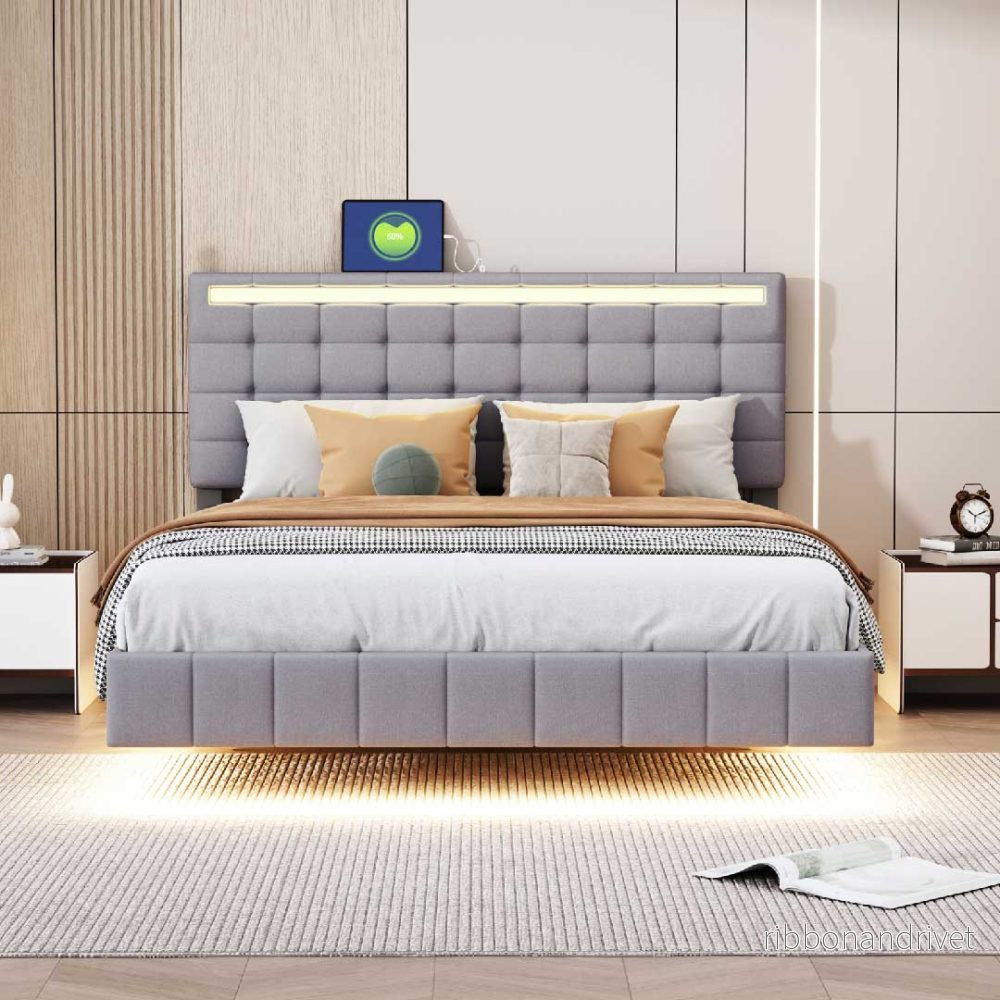 Yelenaro Kontinentalsäng 140×200 Grå med LED & USB, Svävande Design Yelenaro Kontinentalsäng 140×200 Grå med LED & USB, Svävande Design