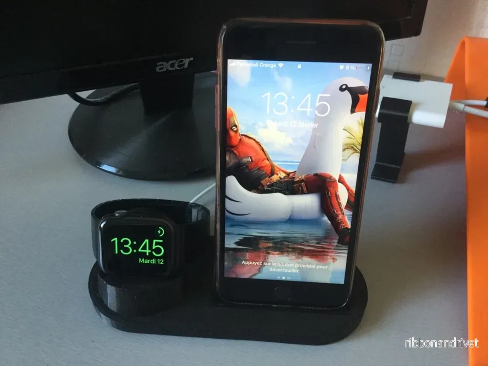 Rund laddningsstation för iPhone (8 Plus, X, XR, XS Max) och Apple Watch - Kompatibel med Ikea Rallen - Bild 3