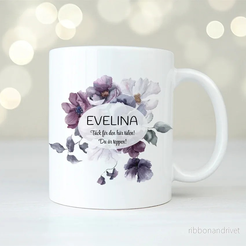 Mörklila blommor | Personlig mugg Mörklila blommor | Personlig mugg