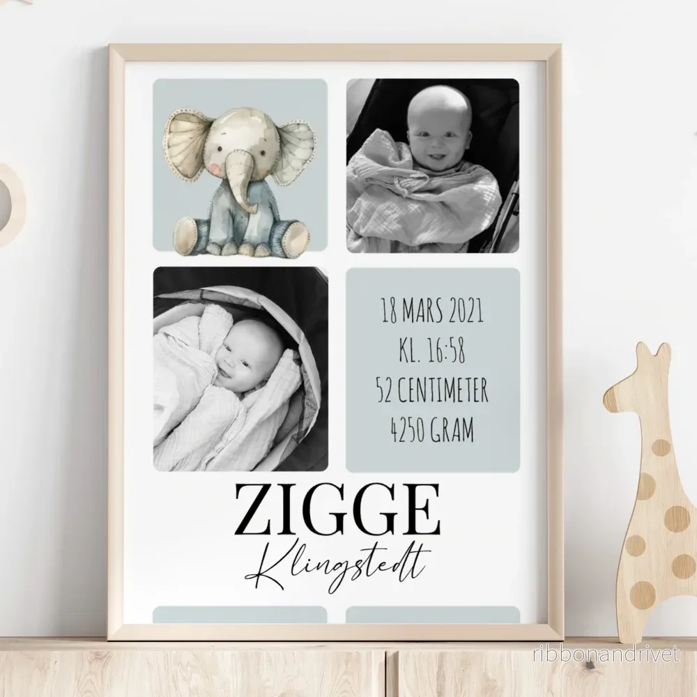 Elefant | Personlig födelseposter Elefant | Personlig födelseposter