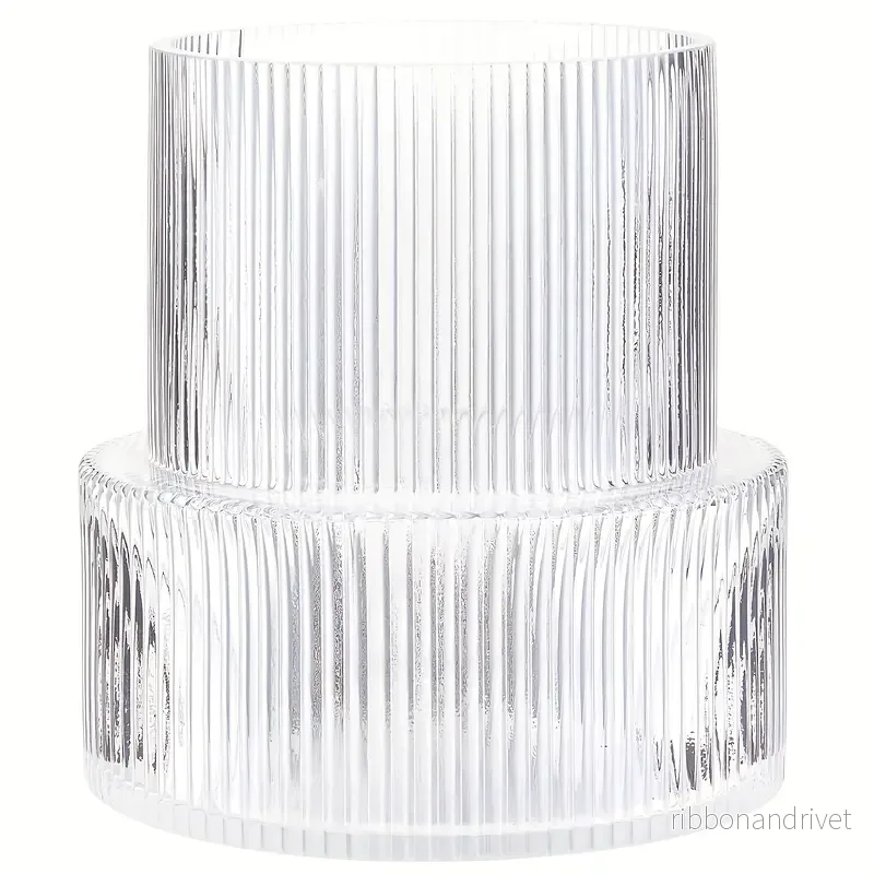 Randig cylinderformad glasvas 19x15cm Randig cylinderformad glasvas 19x15cm