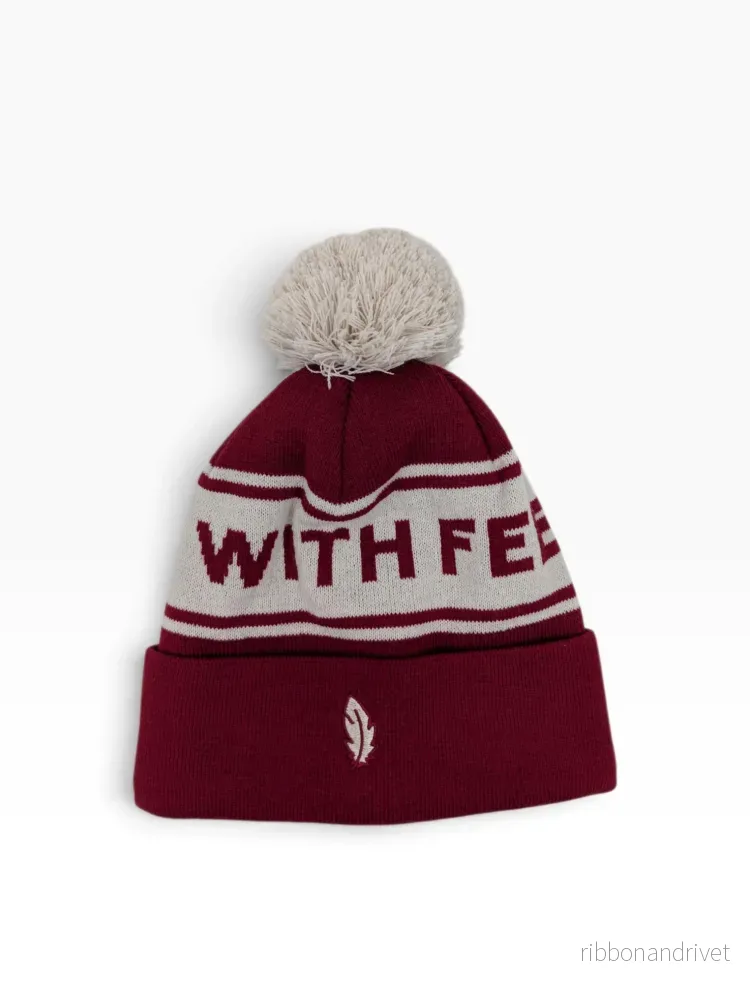 Gåshud Signature Classic PomPom Beanie – Burgundy/Off White - Bild 2