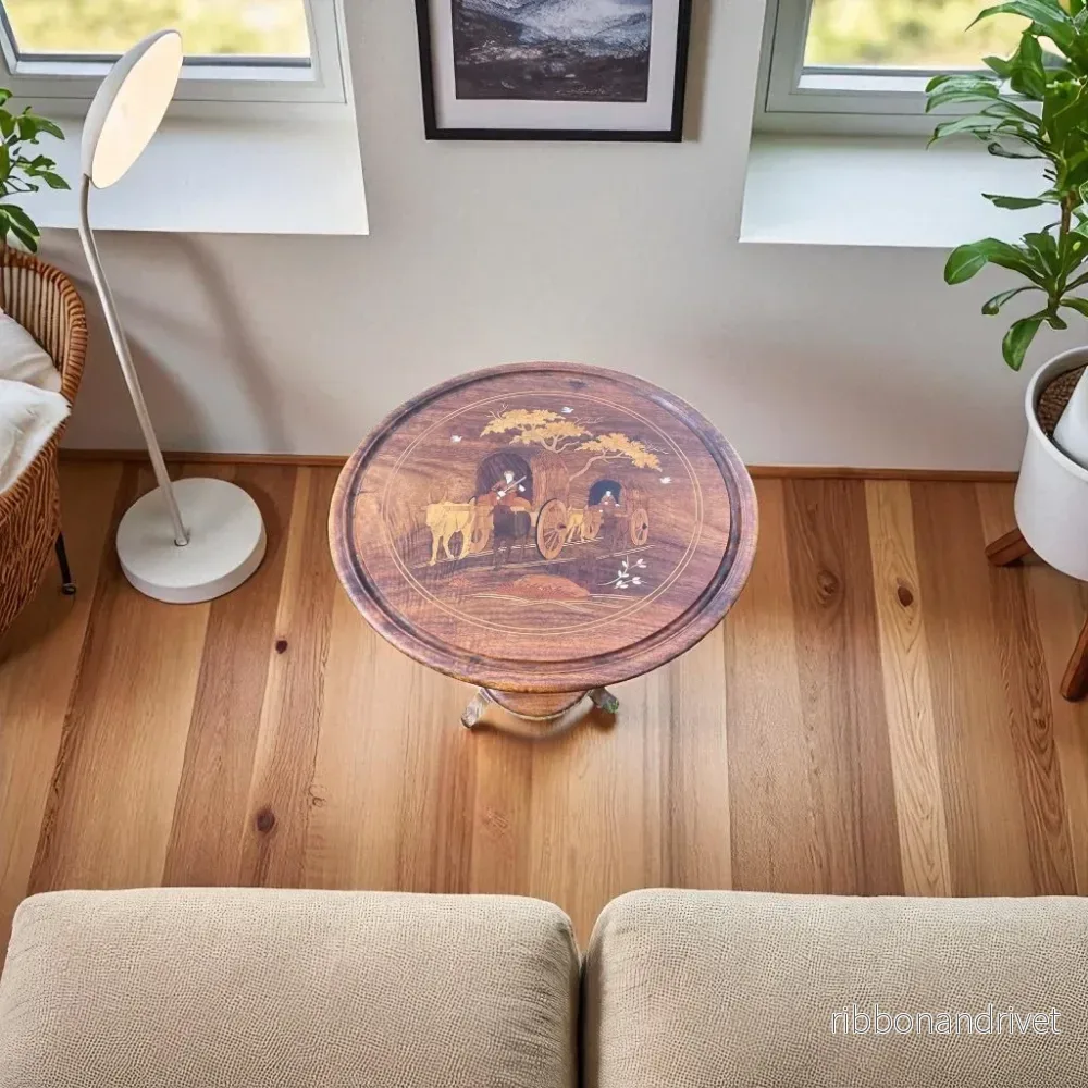 Intarsia - bord och troligen från Kina - Bild 2