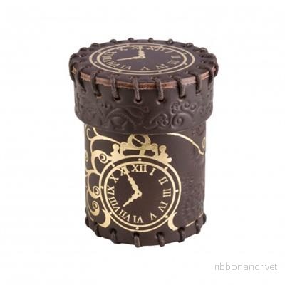 Steampunk Brunt & Guld Läder Tärningskopp