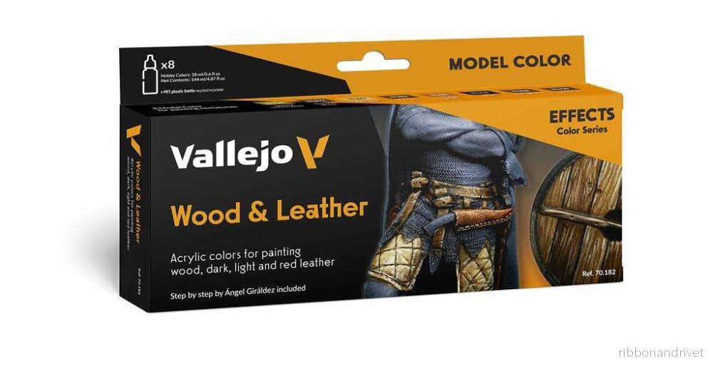 Vallejo - Model Color / Effects / Set med 8 färger - Trä & Läder av Angel Giraldez 18 ml