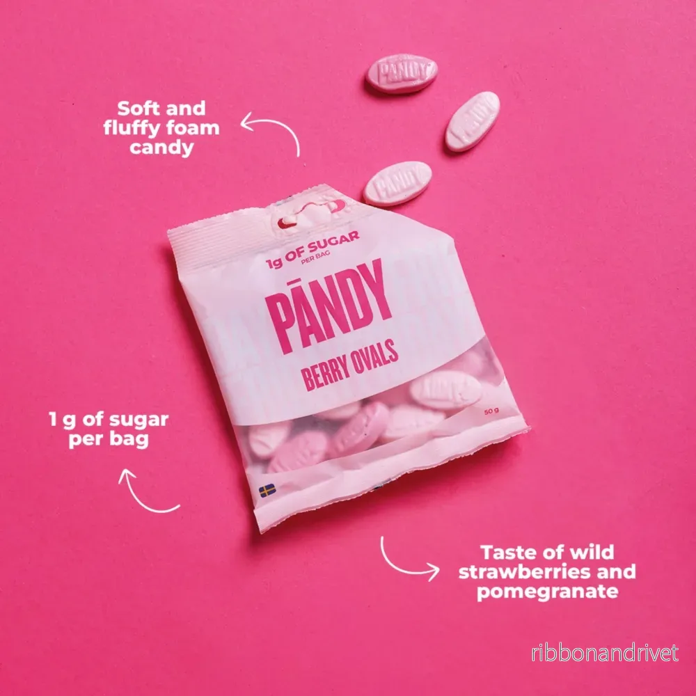 Pändy Berry Ovals 50 g – Godis med 1 g socker - Bild 2
