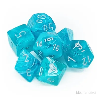 Chessex Circus 7-tärningsset – Aqua med silver Chessex Circus 7-tärningsset – Aqua med silver