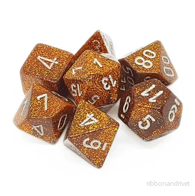 Chessex Glitter Polyhedral 7-Tärningsset – Guld med Silver Chessex Glitter Polyhedral 7-Tärningsset – Guld med Silver