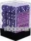 Chessex Opaque 12mm d6 med pips Tärningsblock (36 Tärningar) - Lila med Vit