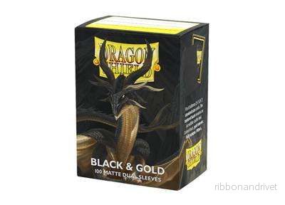 Dragon Shield Sleeves – Standardstorlek – Matte Dual – Black & Gold (100 sleeves) Dragon Shield Sleeves – Standardstorlek – Matte Dual – Black & Gold (100 sleeves)