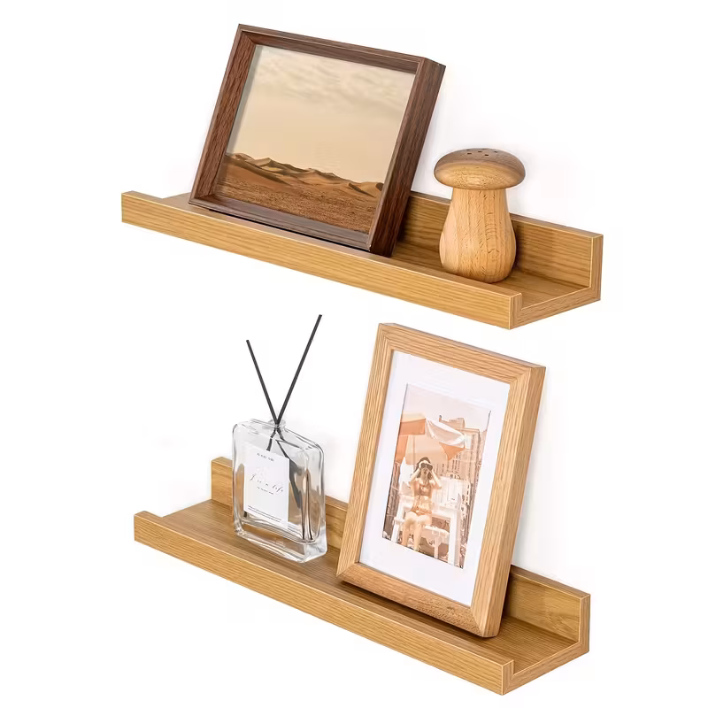 2-Pack Vägghylla i valnötsträ - 30x10 cm - Bild 2