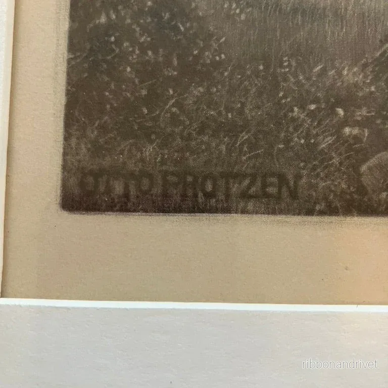 Träsnitt med ko och vagn genom allé av Otto Protzen - Bild 3