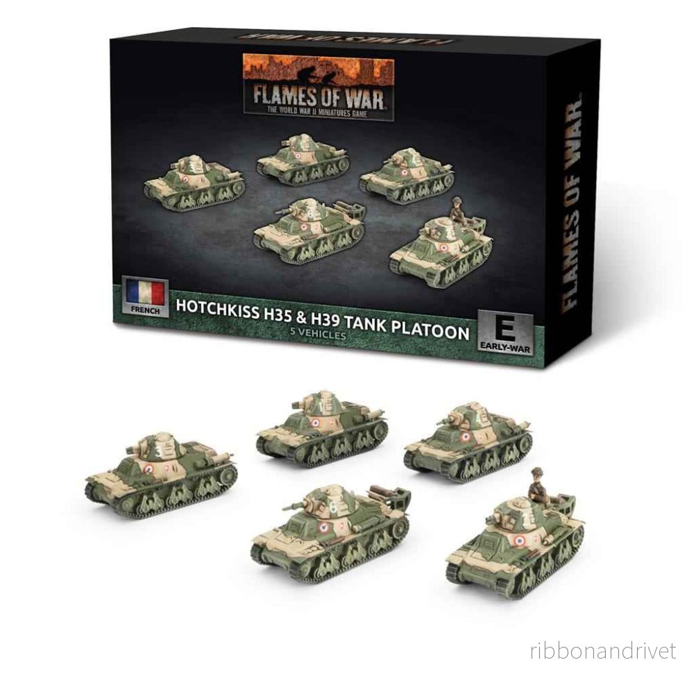 Flames of War – H35 / H39 Hotchkiss Stridsvagnspluton (x5 Plast) Flames of War – H35 / H39 Hotchkiss Stridsvagnspluton (x5 Plast)
