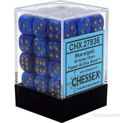 Chessex Signature 12mm d6 tärningar med pips - Vortex Blue