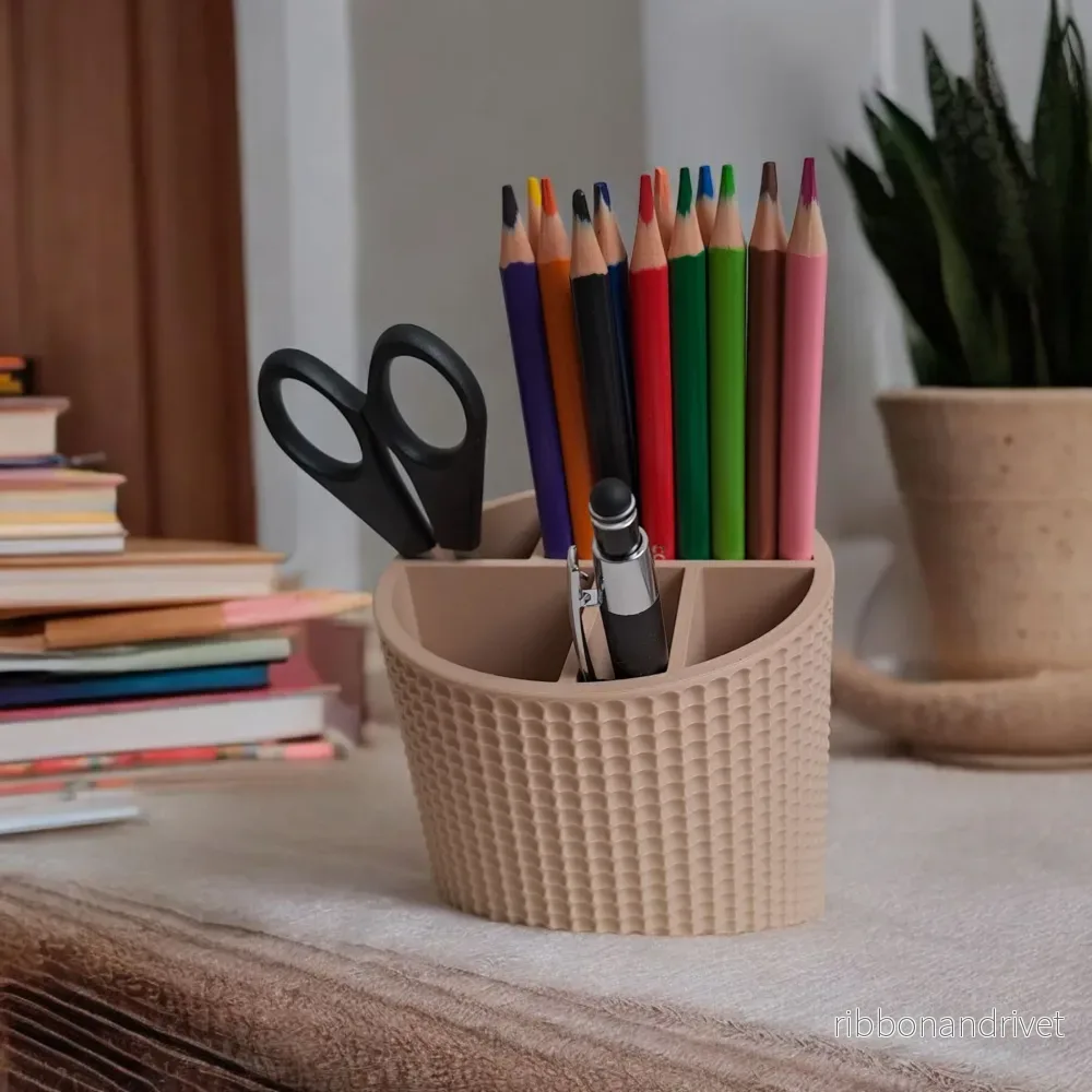 Sned pennhållare med prickigt retro-design