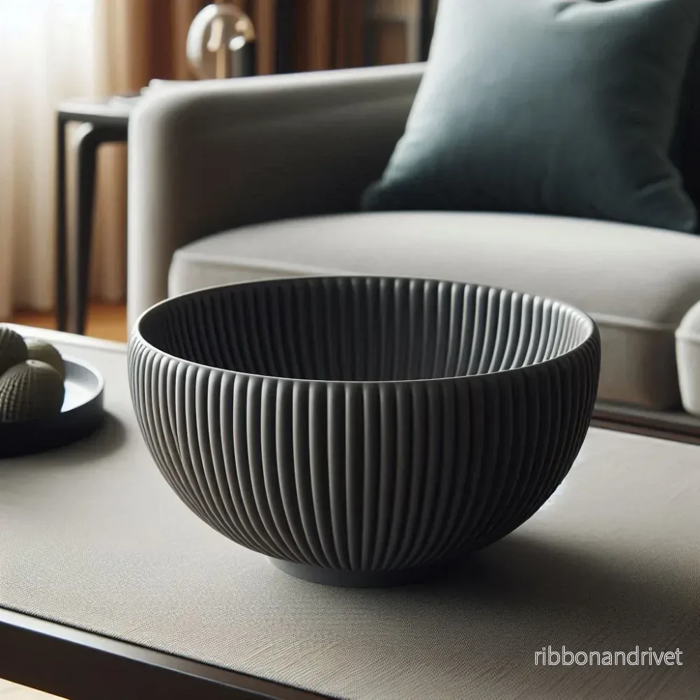 Rund dekorativ skål med elegant ribbdesign - Bild 3