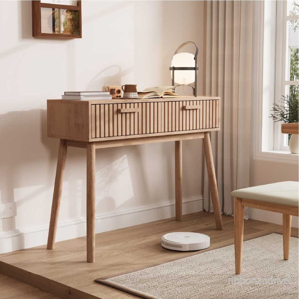 Yelenaro konsolbord 100 cm med 2 lådor – hallbord i träimitation - Bild 2