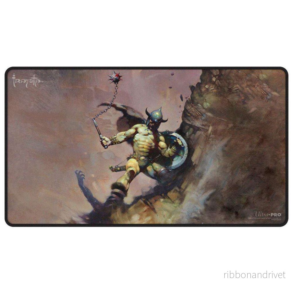UP – Frank Frazetta – ”Krigare med kula och kedja” Svart sydd spelmatta UP – Frank Frazetta – ”Krigare med kula och kedja” Svart sydd spelmatta
