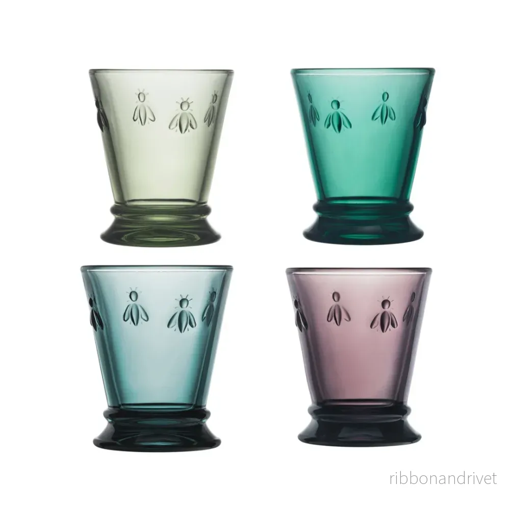 Dricksglas i set med 4 olika färger, 250ml- La Rochère ” Abeille ” Dricksglas i set med 4 olika färger, 250ml- La Rochère ” Abeille ”