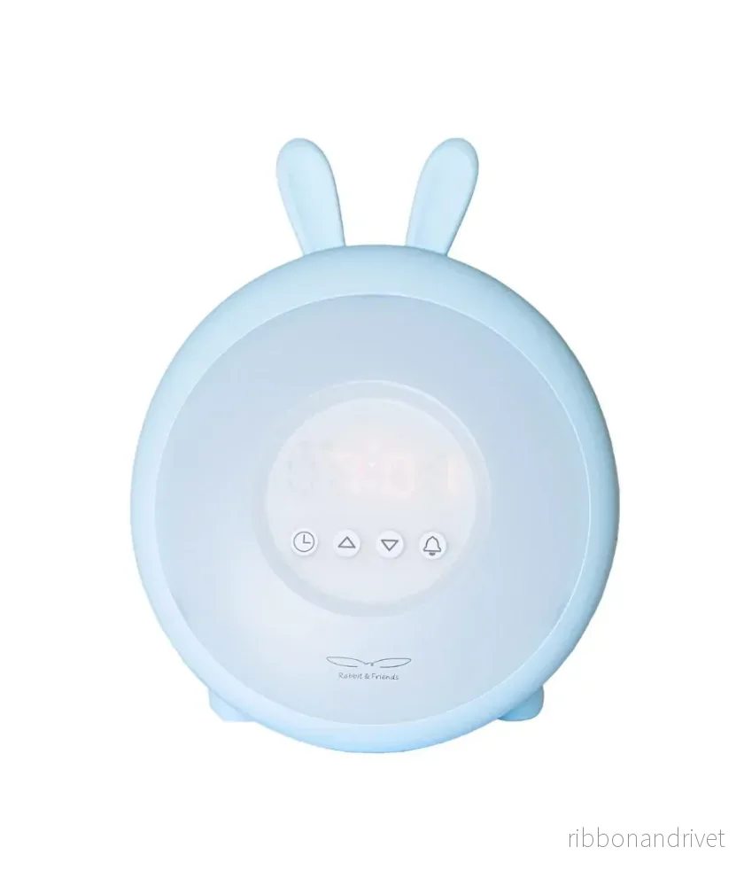 Kaninlampa med väckarklocka och "wake up light"– babyblå - Bild 2