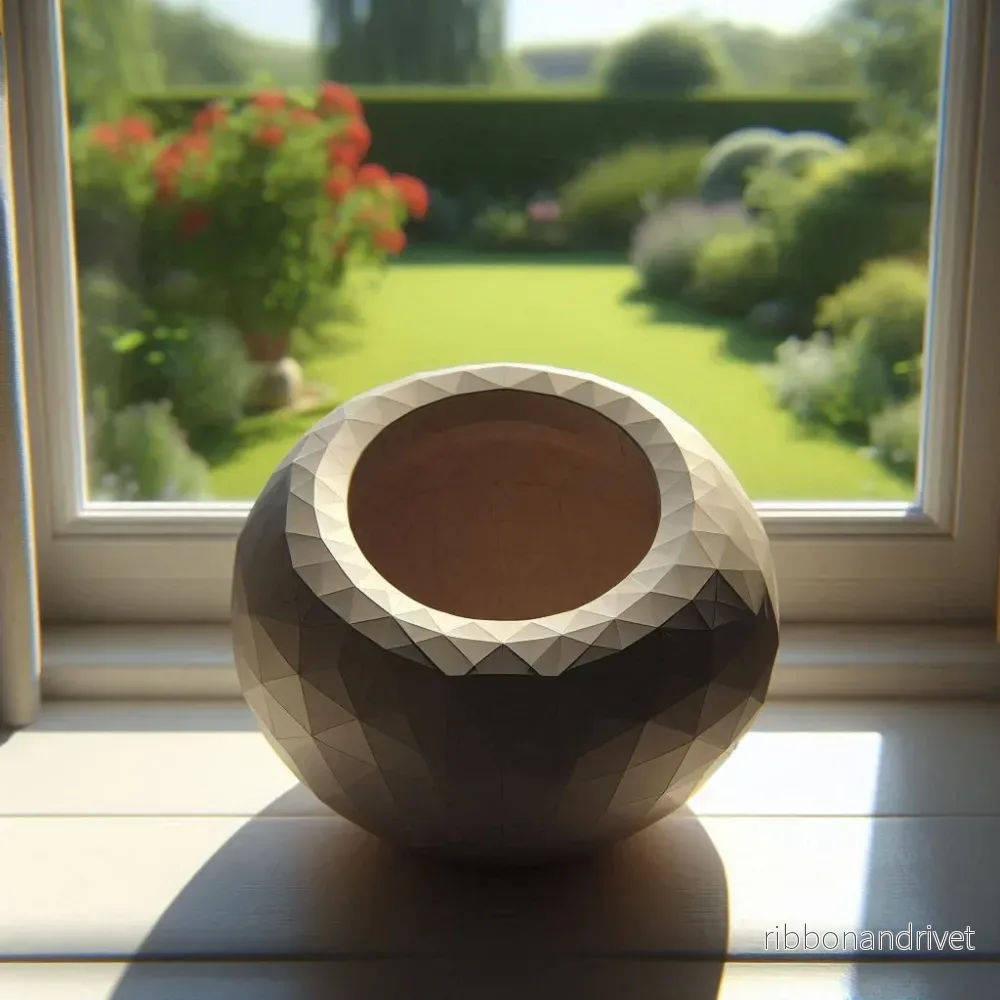 Modern lågpoly blomkruka med sned öppning - Bild 2