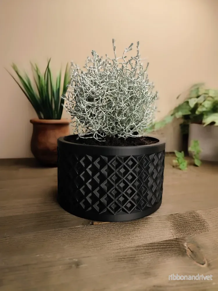 Modern geometrisk blomkruka med sneda kvadrater - Bild 3