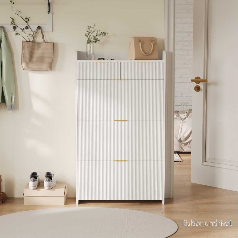 Yelenaro Skoskåp med 3 klaffar & 2 lådor – 77x24x133 cm - Bild 3