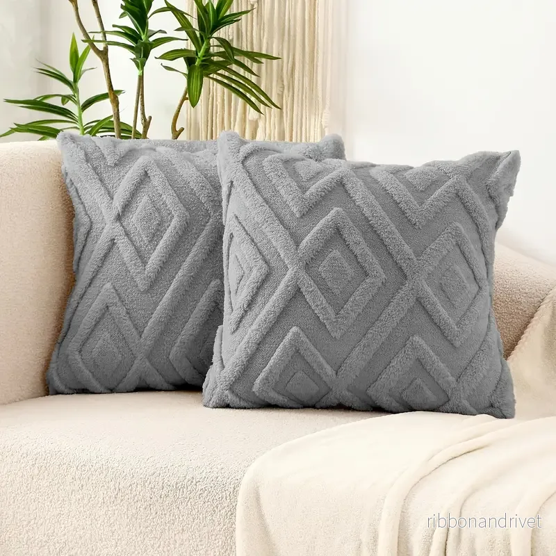 Kuddfodral i Plysch-polyester - 2-pack - Bild 2