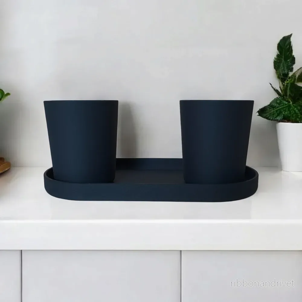 Minimalistiskt tandborsthållarset med koppar och bricka - Bild 2