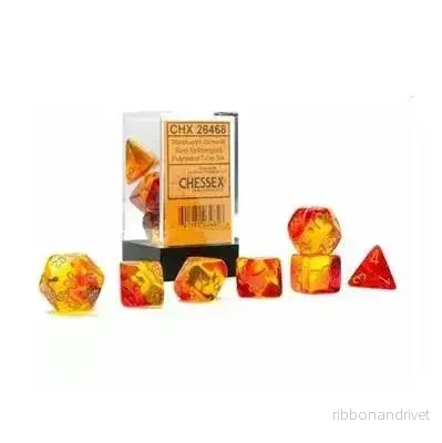 Gemini Polyhedral Genomskinlig Röd-Gul/Guld 7-Tärningsset Gemini Polyhedral Genomskinlig Röd-Gul/Guld 7-Tärningsset